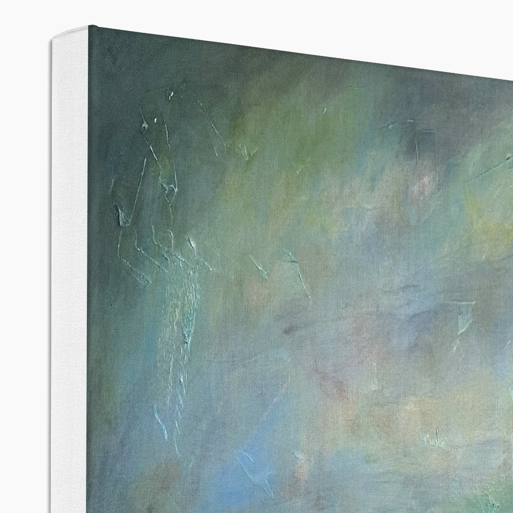 Teal and yellow abstract textured canvas print of Emerald Loch Lomond