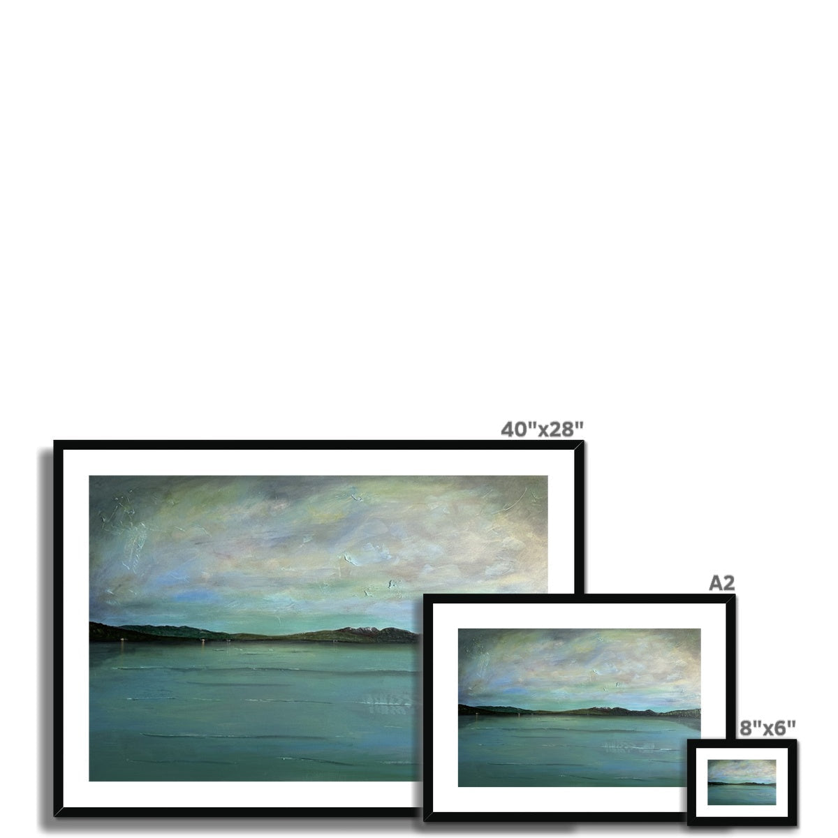 40x28 Framed Emerald Loch Lomond Abstract Seascape Print