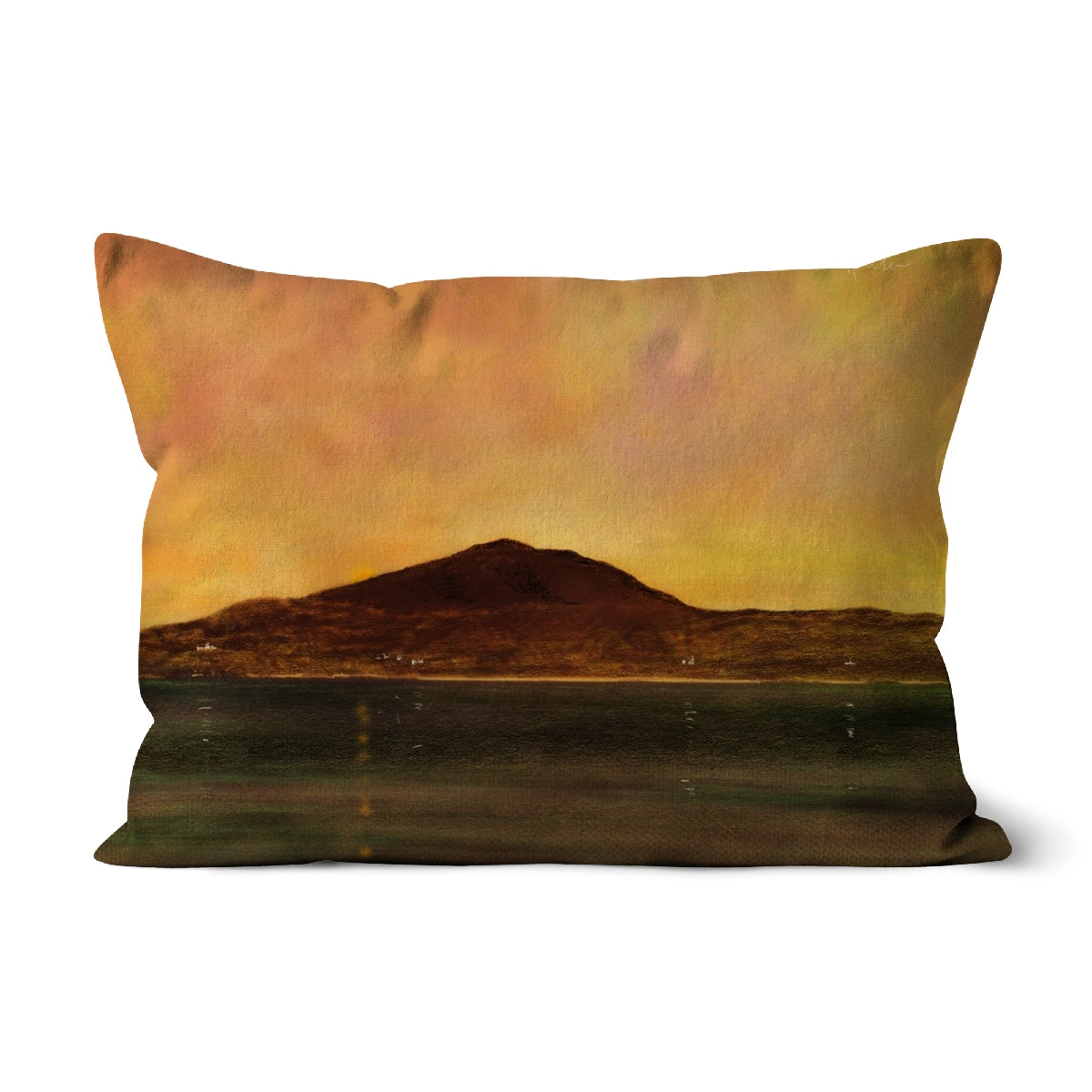 Eriskay Dusk Art Gifts Cushion-Cushions-Hebridean Islands Art Gallery-Faux Suede-19"x13"-Paintings, Prints, Homeware, Art Gifts From Scotland By Scottish Artist Kevin Hunter