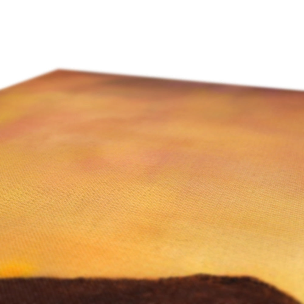 Yellow orange gradient cheese slice with brown crust on Eriskay Dusk Canvas Print