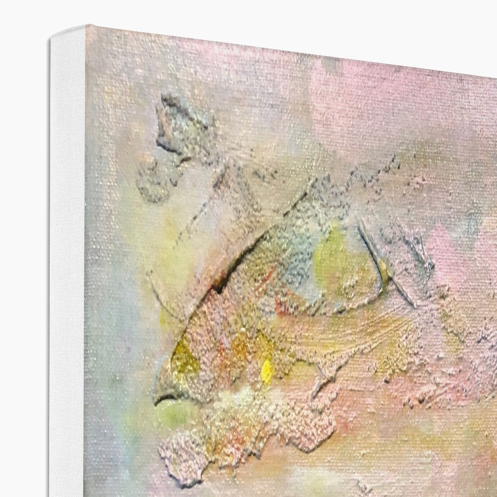 Ethereal Loch Na Dal Skye abstract canvas print in soft pink, yellow, green
