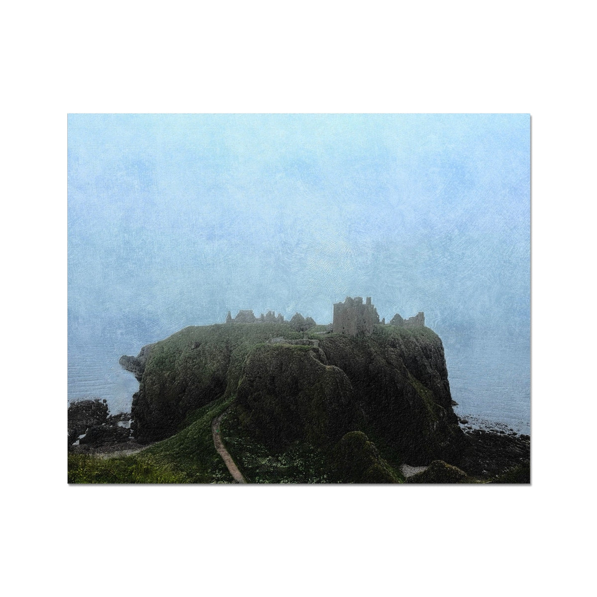 Dunnottar Castle Mist Painting | Artist Proof Collector Prints From Scotland-Artist Proof Collector Prints-Historic & Iconic Scotland Art Gallery-20"x16"-Paintings, Prints, Homeware, Art Gifts From Scotland By Scottish Artist Kevin Hunter