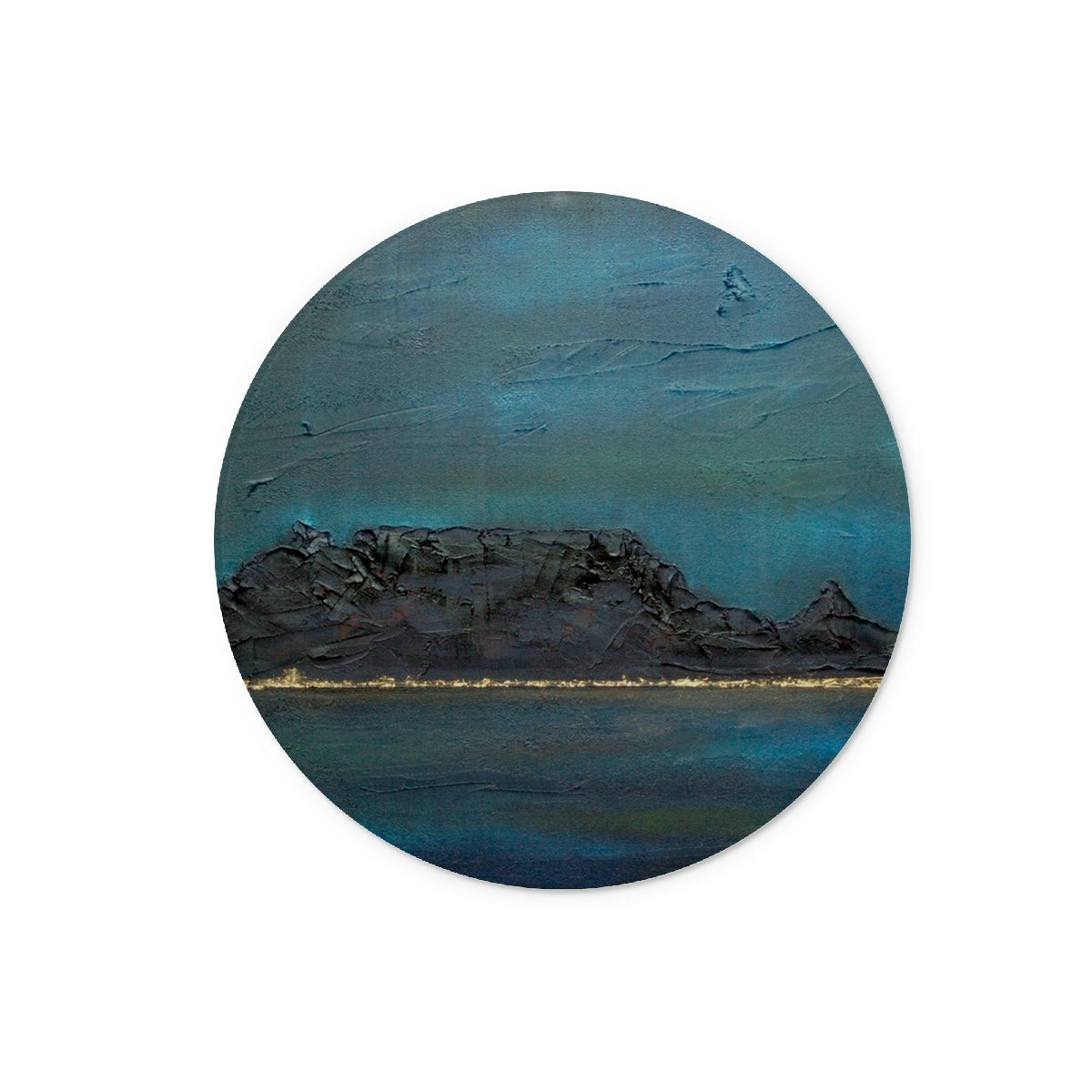 Blue abstract Table Mountain landscape on textured glass chopping board