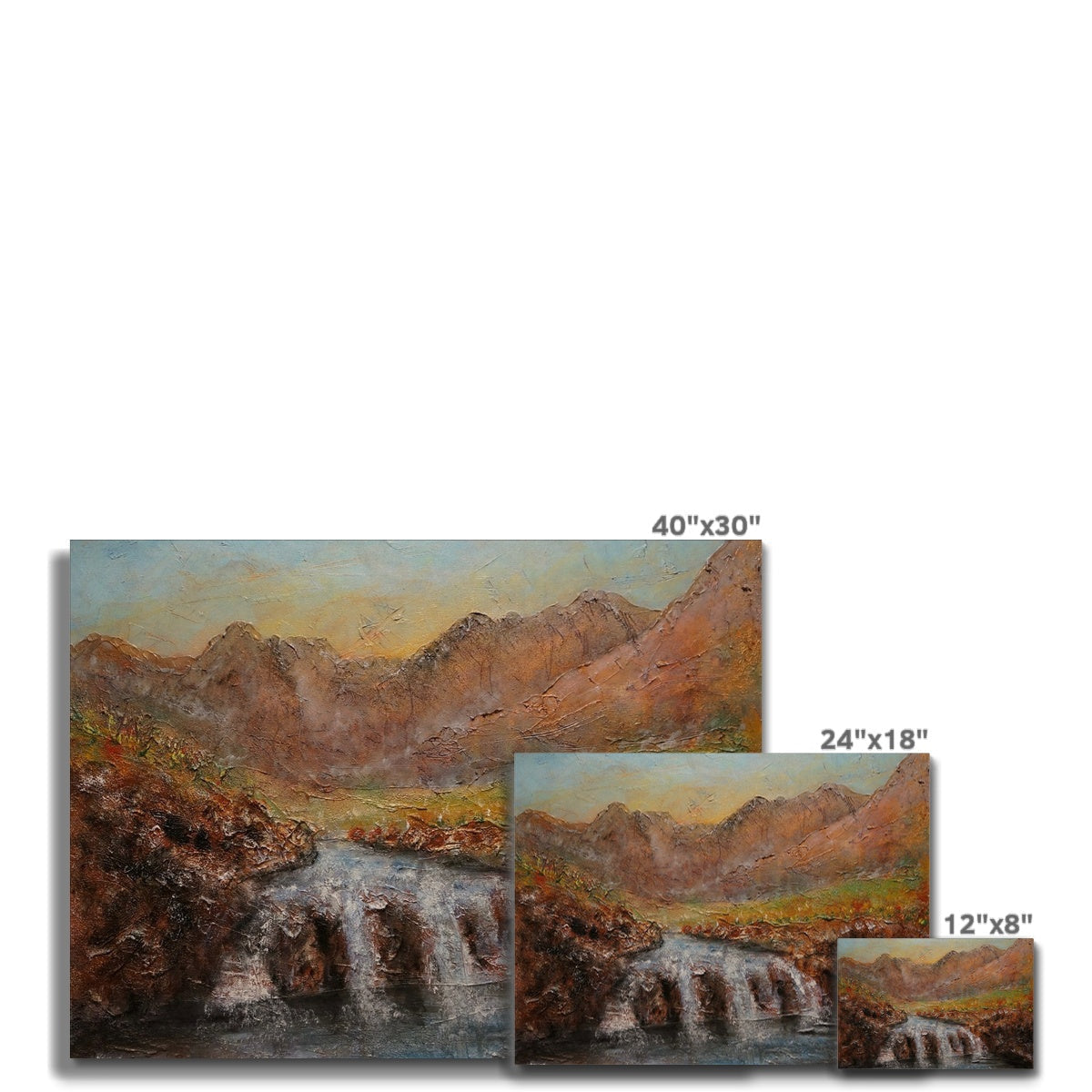 Fairy Pools Skye Dawn 40x30 mountain landscape canvas with waterfalls