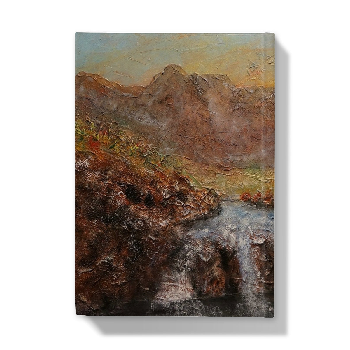 Canvas print of Fairy Pools Skye Dawn waterfall in journal