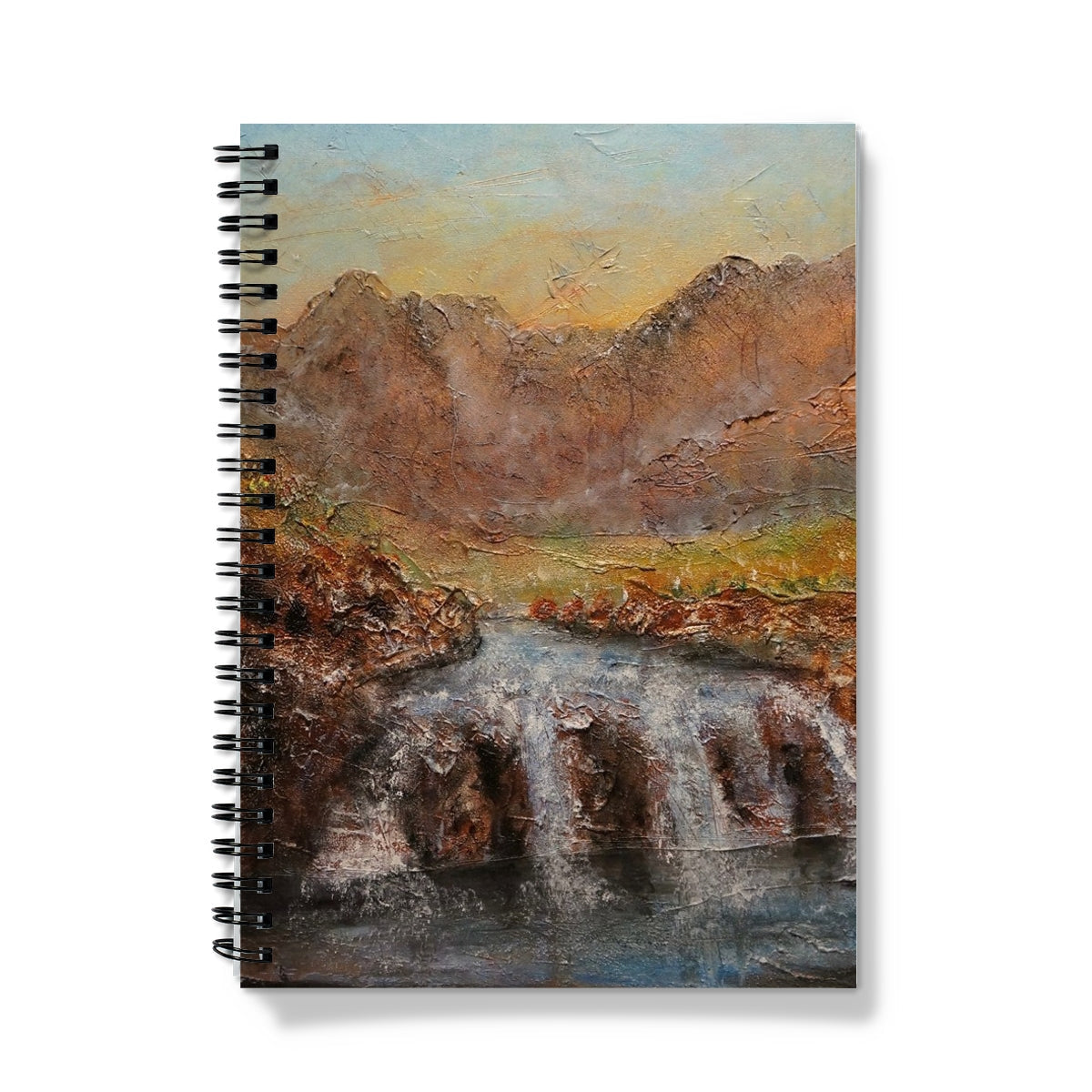 Fairy Pools Skye Dawn notebook with mountain landscape cover