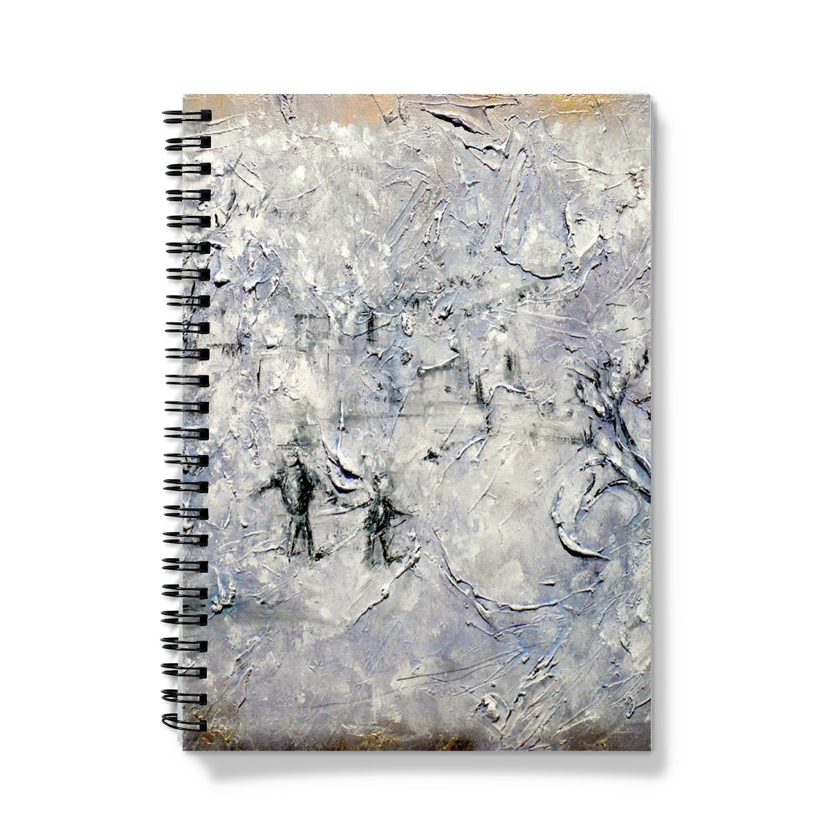Father Daughter Snow Art Gifts Notebook-Journals & Notebooks-Abstract & Impressionistic Art Gallery-A5-Lined-Paintings, Prints, Homeware, Art Gifts From Scotland By Scottish Artist Kevin Hunter