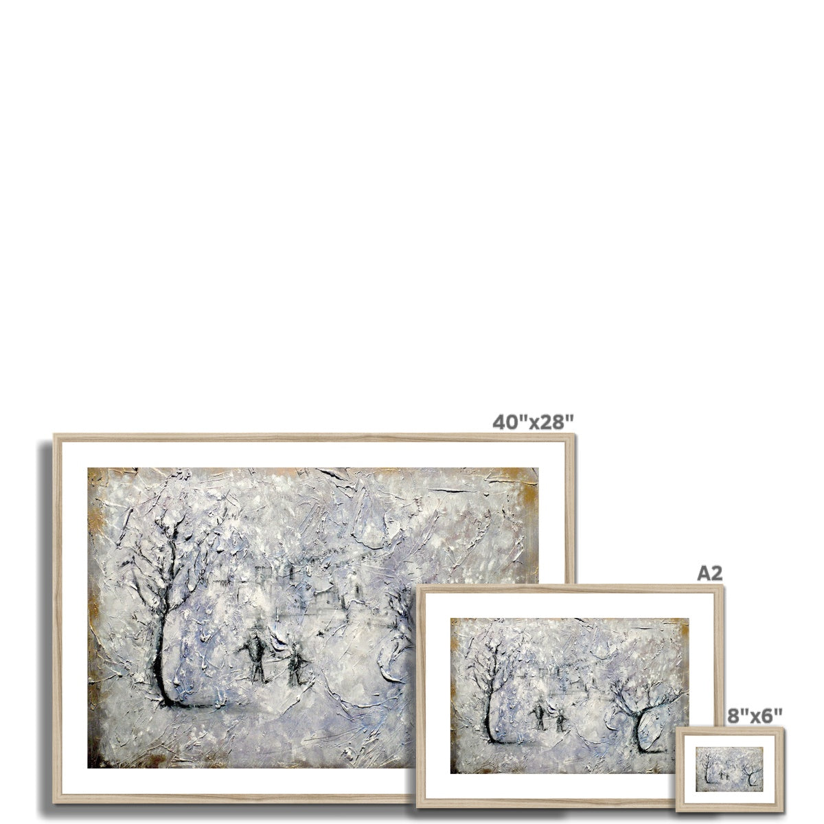 Father Daughter Snow Painting | Framed & Mounted Prints From Scotland-Framed & Mounted Prints-Abstract & Impressionistic Art Gallery-Paintings, Prints, Homeware, Art Gifts From Scotland By Scottish Artist Kevin Hunter
