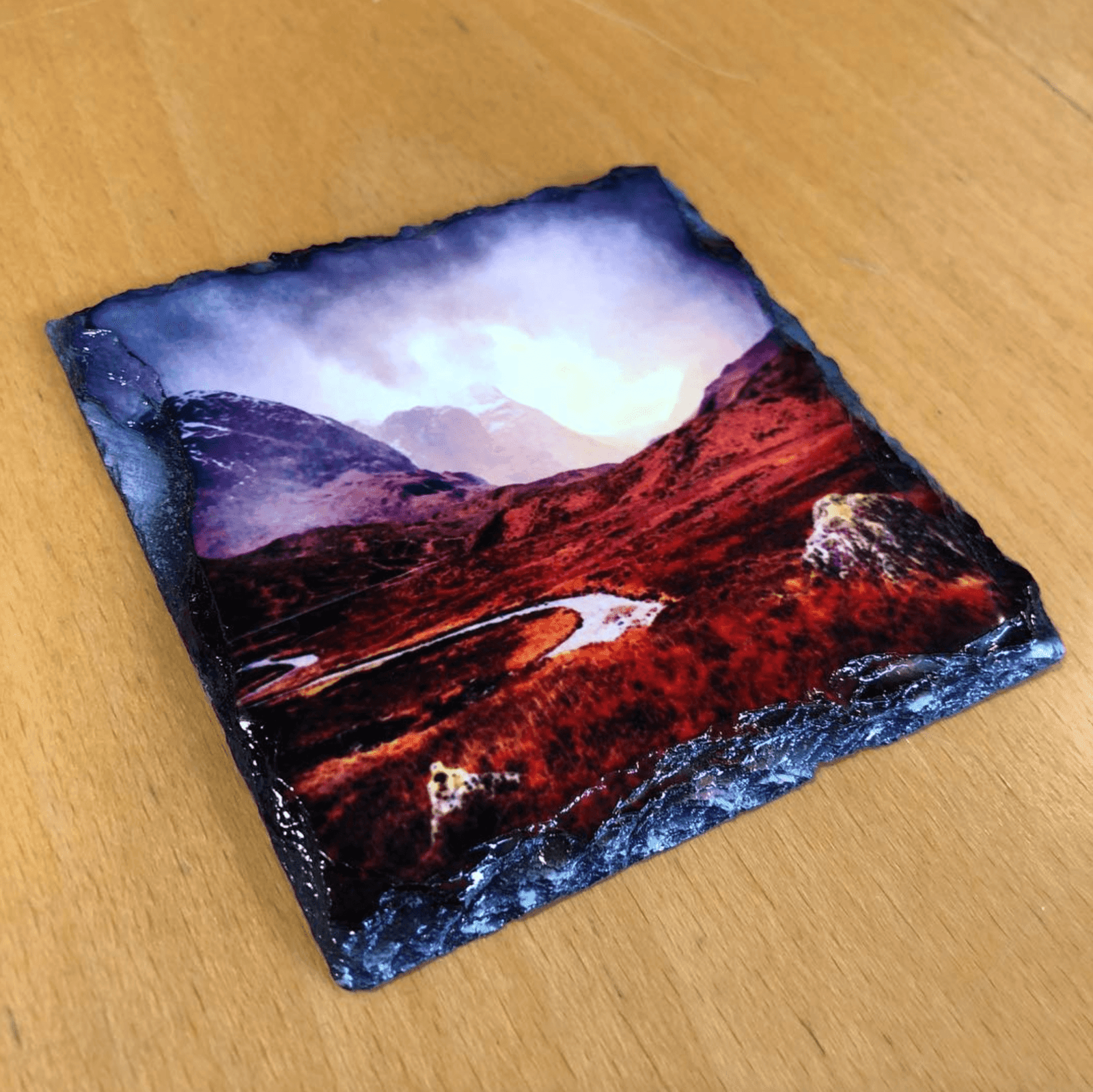 Father Daughter Snow Scottish Slate Art-Slate Art-Abstract & Impressionistic Art Gallery-Paintings, Prints, Homeware, Art Gifts From Scotland By Scottish Artist Kevin Hunter
