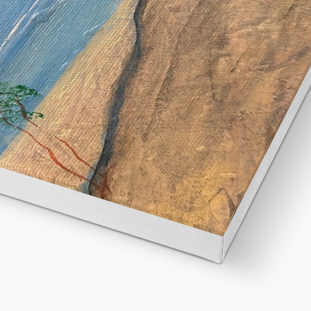 Serene Loch Lomond beach canvas print with lone shore tree