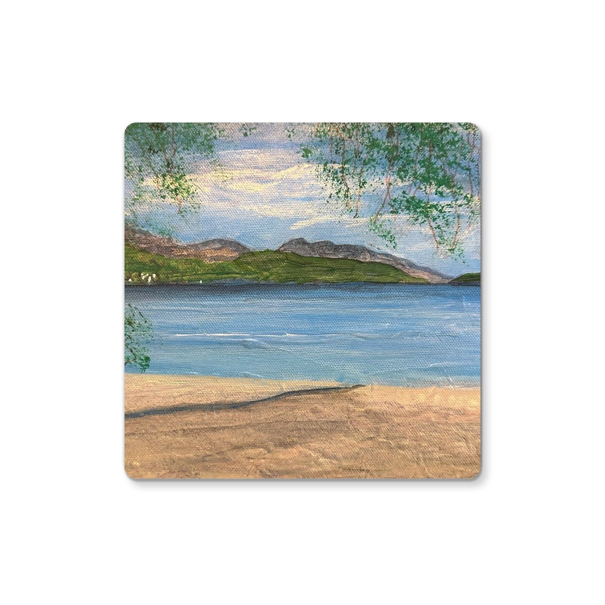 Firkin Point Loch Lomond coaster with beach scene and mountains