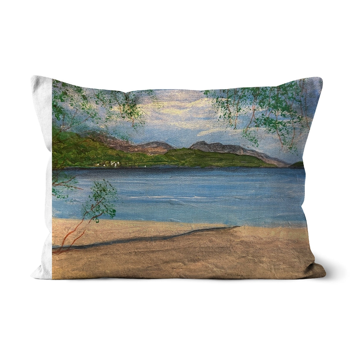Firkin Point Loch Lomond cushion with beach scene pillow