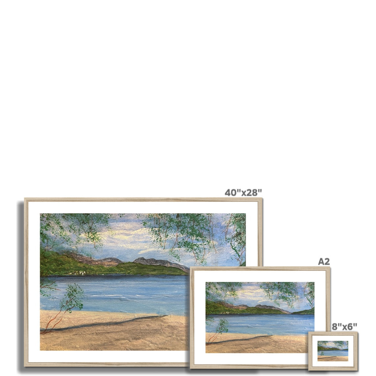 Framed 40x28 Firkin Point Loch Lomond beach scene art print