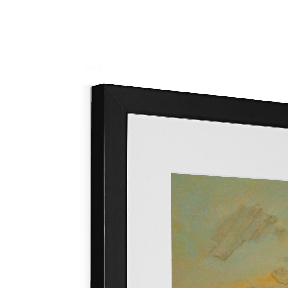 Minimalist Flanders Fields art print in black frame with green yellow abstract