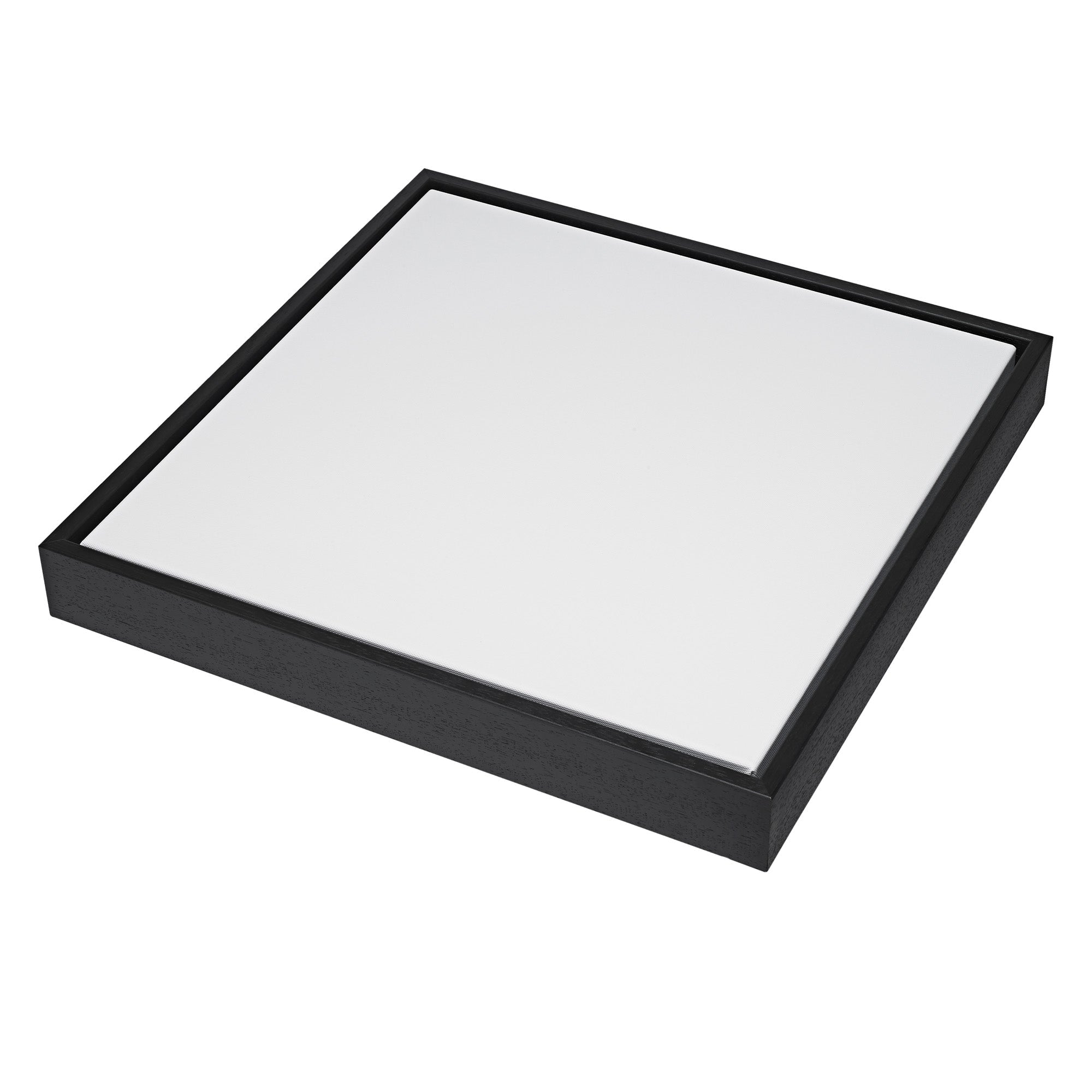 Minimalist black square floating frame with white interior