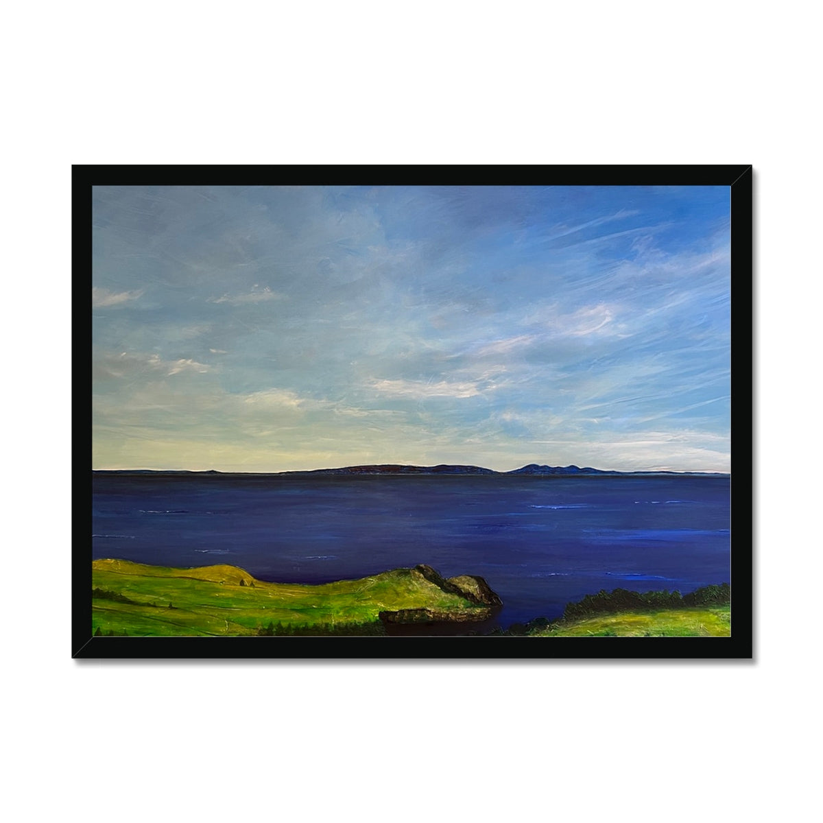 From Ireland To Scotland Painting | Framed Prints From Scotland-Framed Prints-World Art Gallery-A2 Landscape-Black Frame-Paintings, Prints, Homeware, Art Gifts From Scotland By Scottish Artist Kevin Hunter
