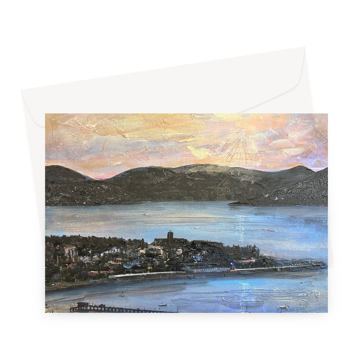 From Lyle Hill Art Gifts Greeting Card-Stationery-River Clyde Art Gallery-A5 Landscape-1 Card-Paintings, Prints, Homeware, Art Gifts From Scotland By Scottish Artist Kevin Hunter
