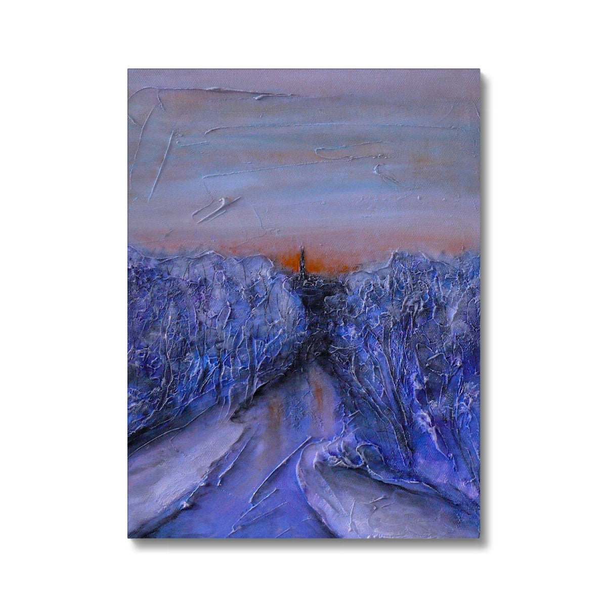 Blue abstract frozen river painting on Kelvin canvas print