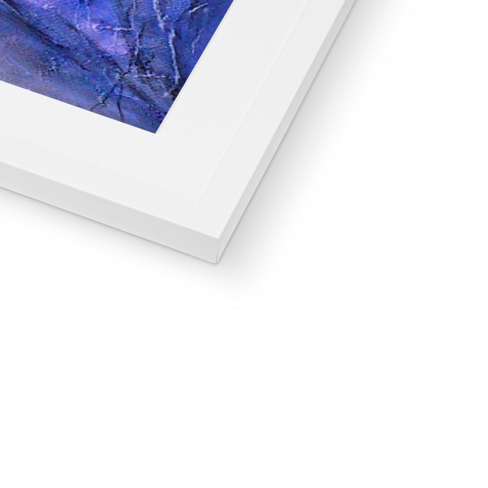 White matte frame with blue abstract A Frozen River Kelvin art print