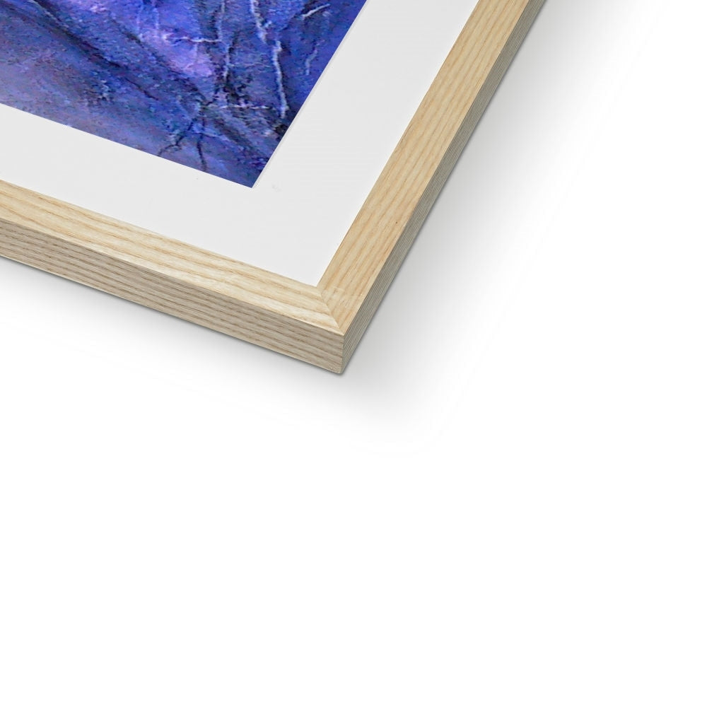 Wooden frame with blue abstract A Frozen River Kelvin art print