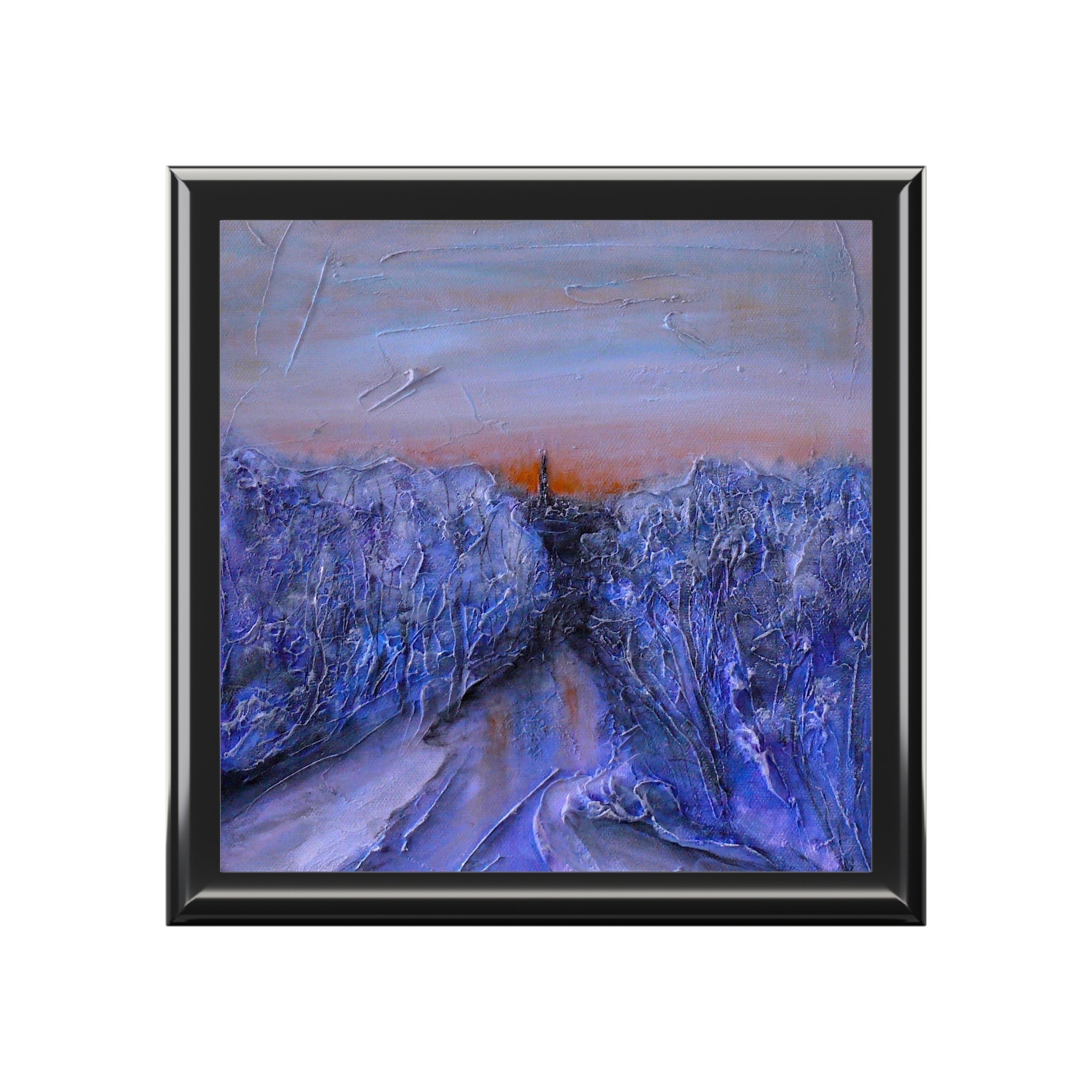 Abstract frozen river painting in Kelvin Scotland jewellery box