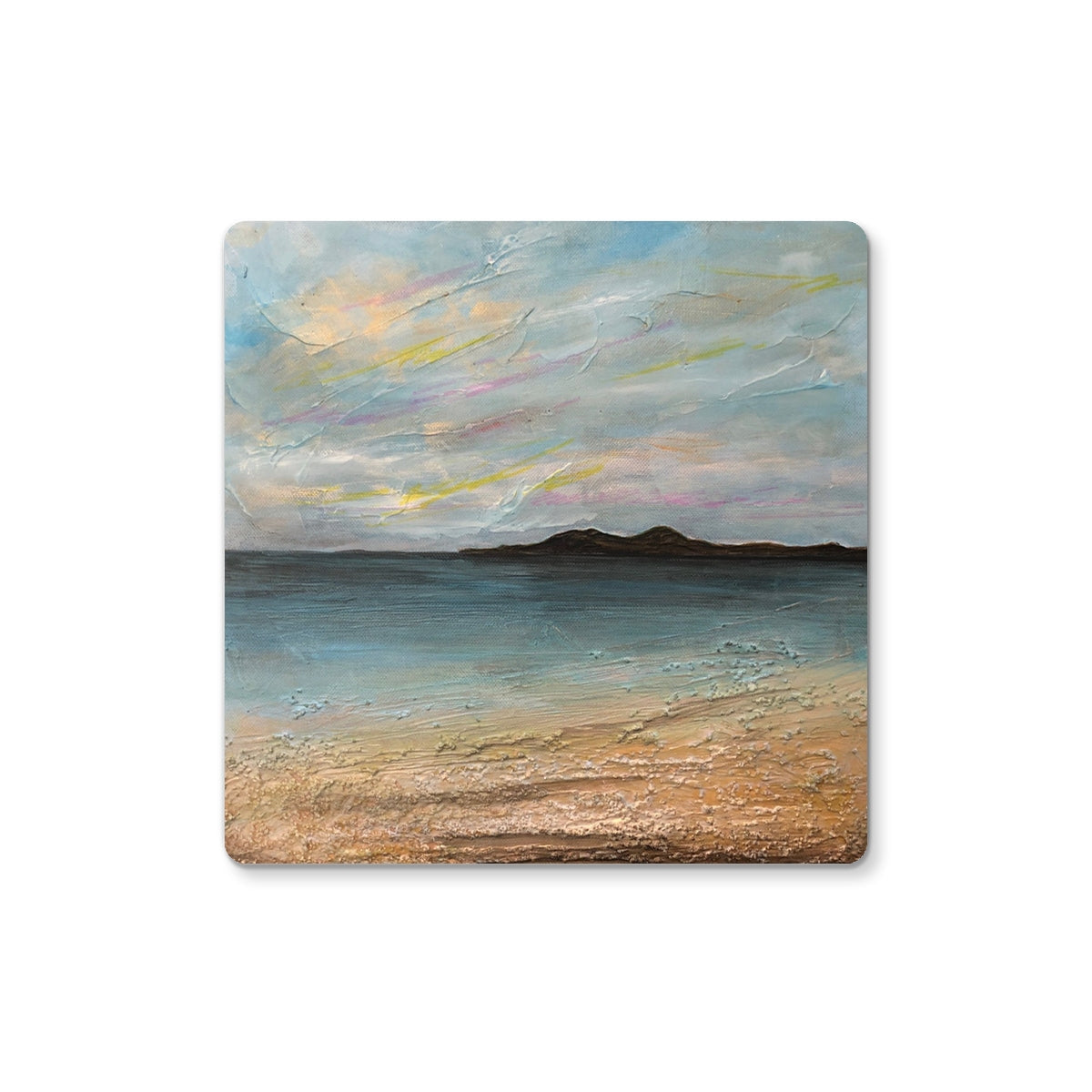 Garrynamoanie Beach South Uist coaster with textured surface and natural tones