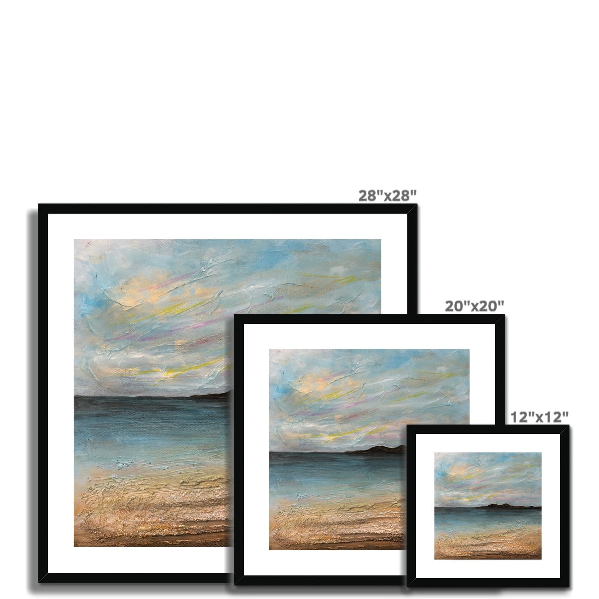 28x28 Framed Garrynamoanie Beach South Uist Painting Black Frame White Mat