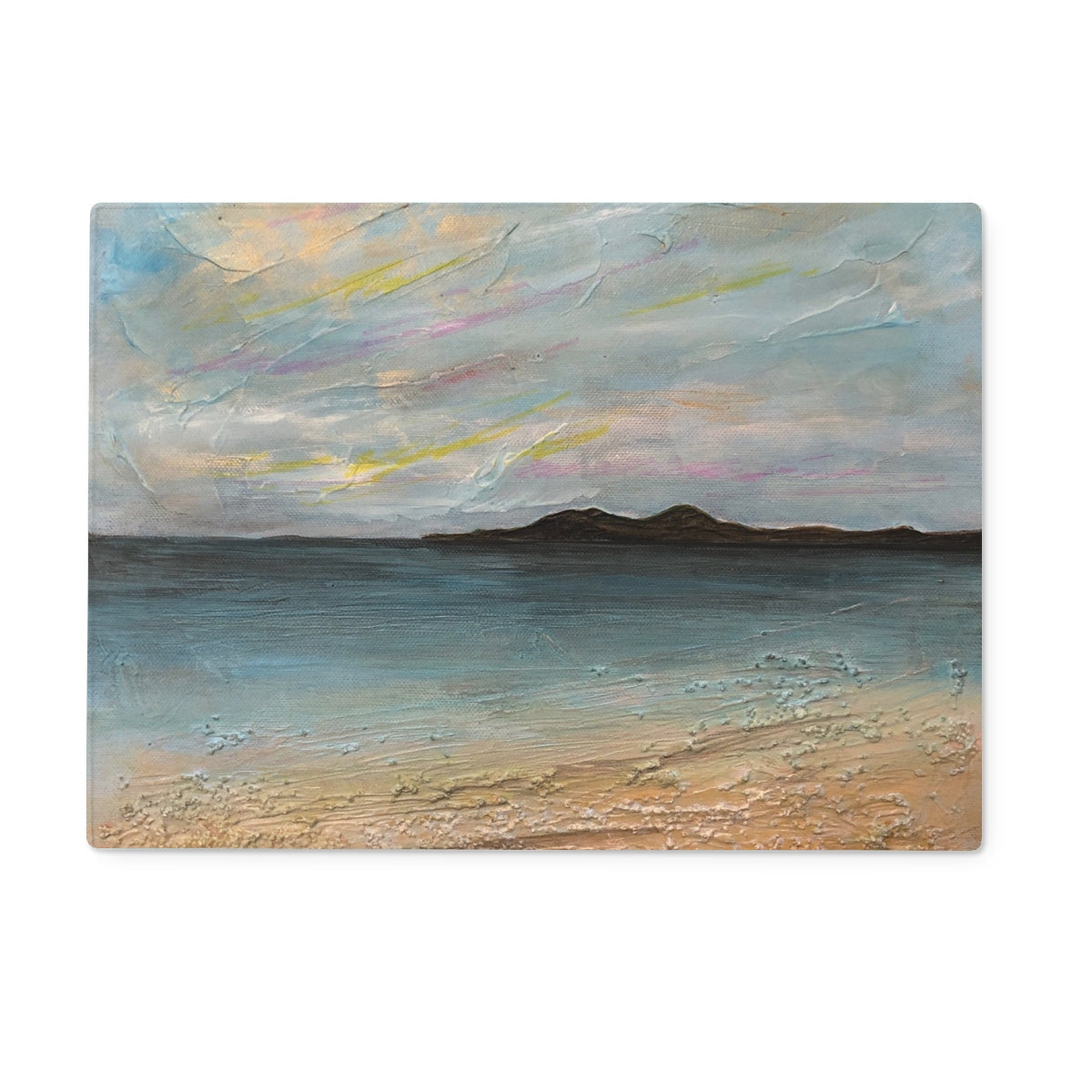 Garrynamoanie Beach South Uist textured glass chopping board