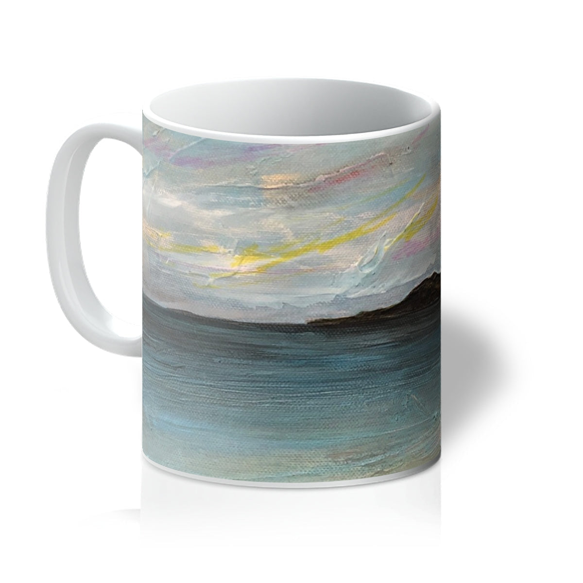 Garrynamoanie Beach South Uist ceramic mug with abstract light blue and white design