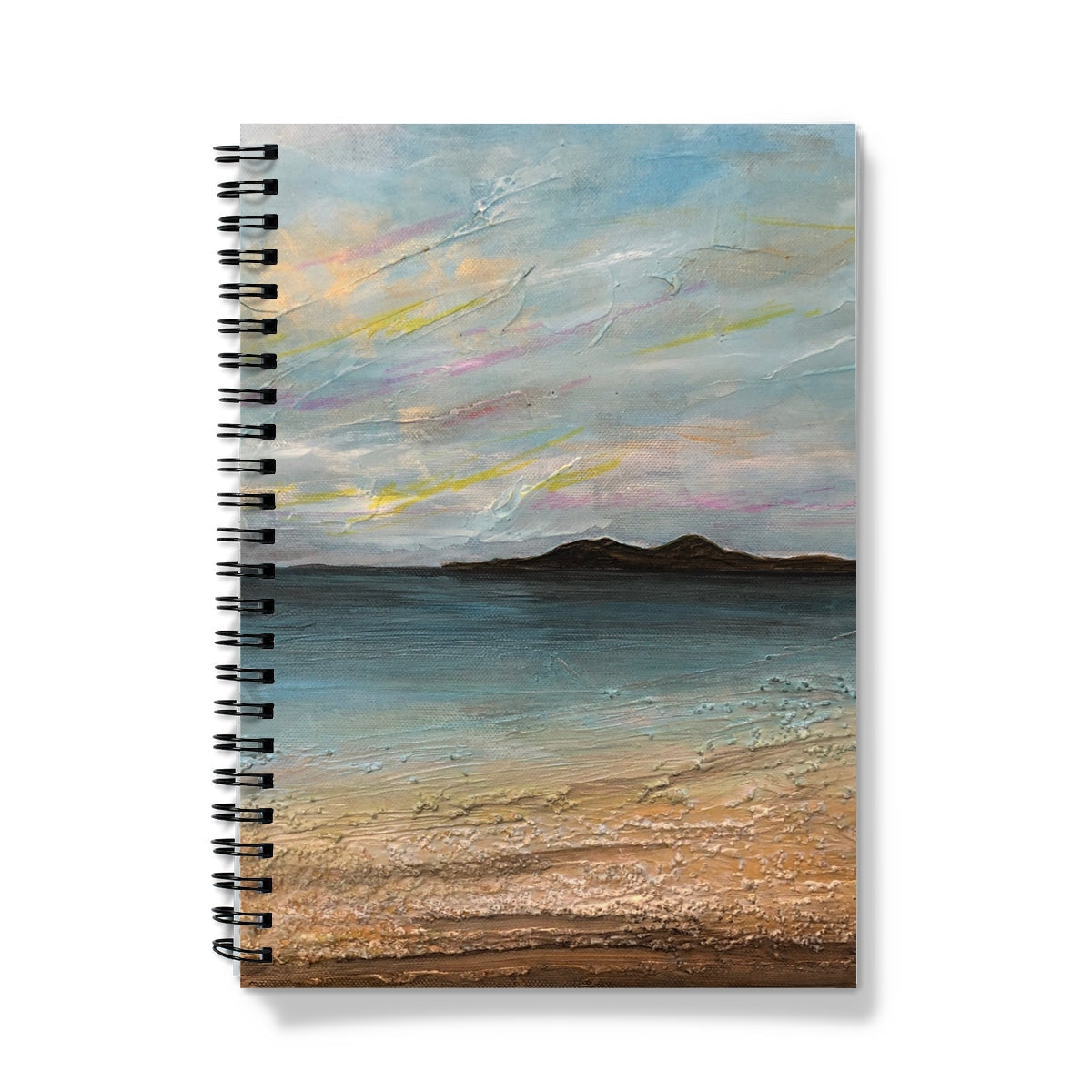 Garrynamoanie Beach South Uist spiral notebook with pastel beach scene