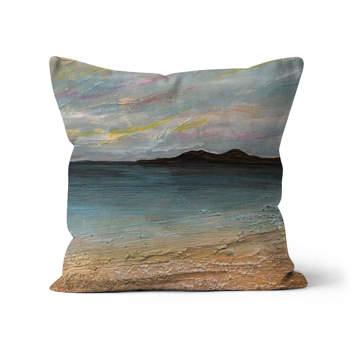 Garrynamonie Beach South Uist Art Gifts Cushion-Cushions-Hebridean Islands Art Gallery-Linen-22"x22"-Paintings, Prints, Homeware, Art Gifts From Scotland By Scottish Artist Kevin Hunter