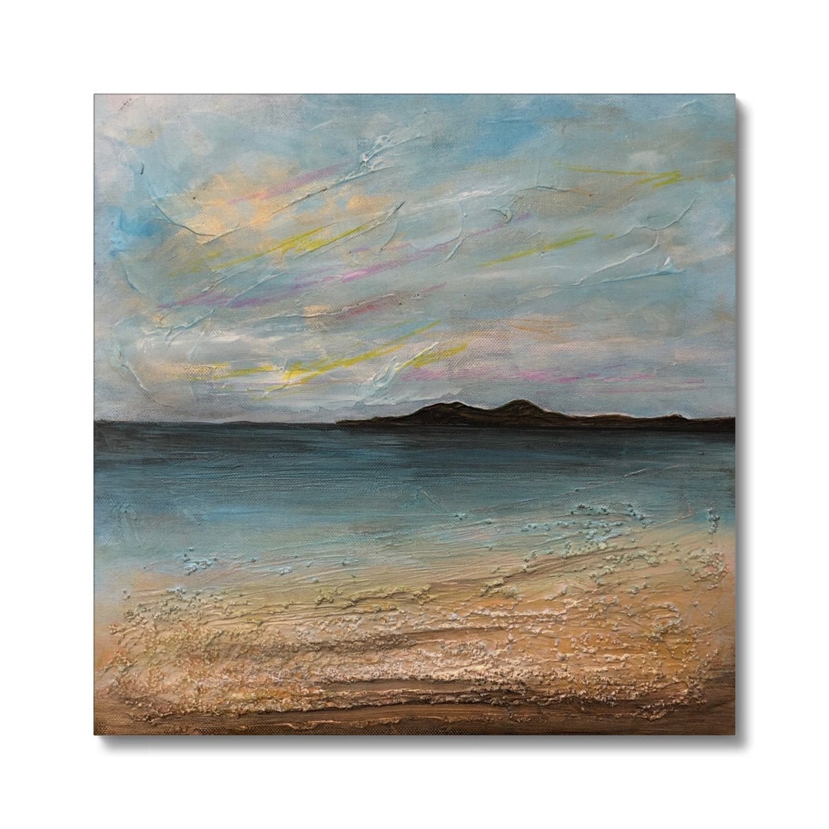 Garrynamonie Beach South Uist Painting | Canvas From Scotland-Contemporary Stretched Canvas Prints-Hebridean Islands Art Gallery-24"x24"-Paintings, Prints, Homeware, Art Gifts From Scotland By Scottish Artist Kevin Hunter