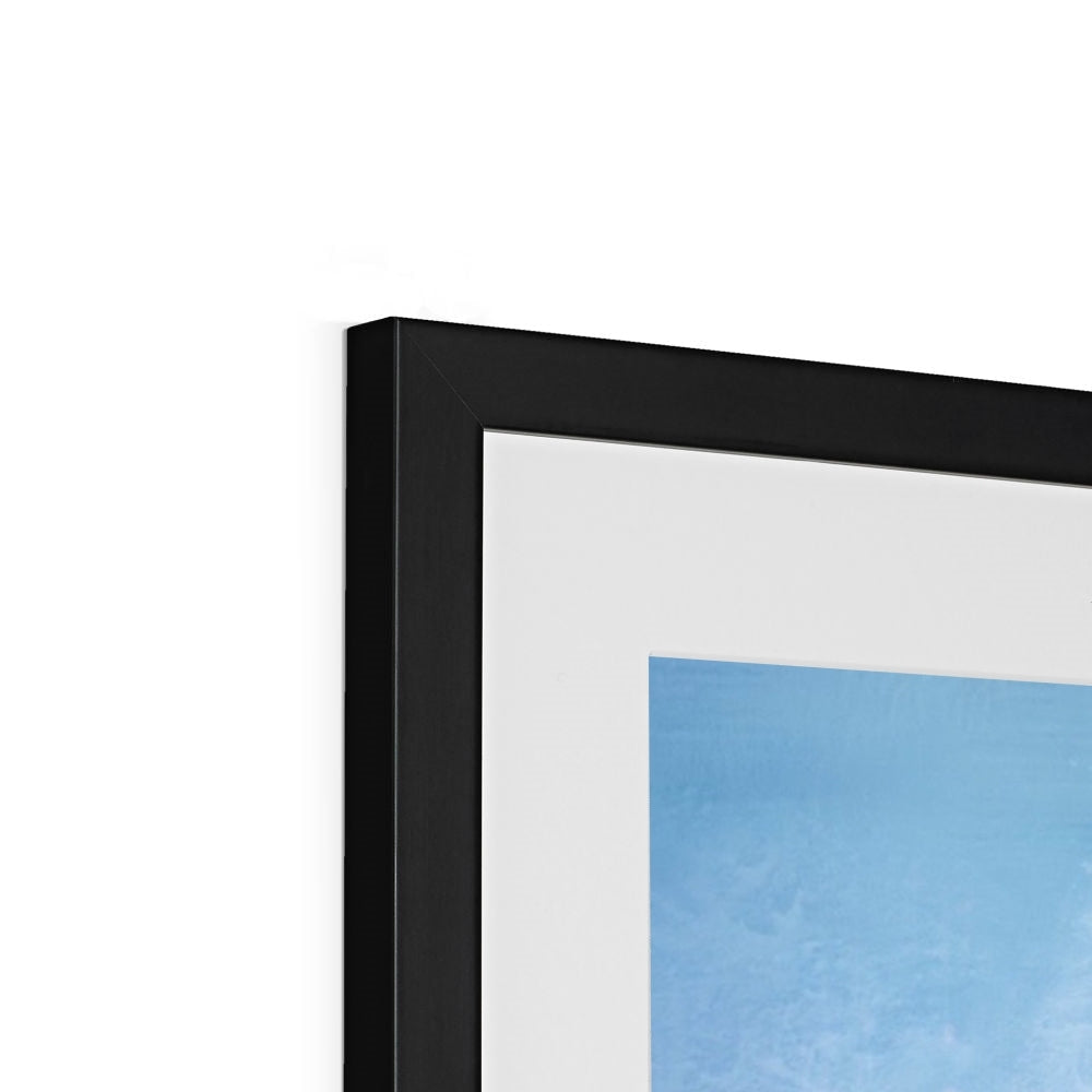 Black matte frame with white mat and blue Gearr Aonach Glencoe Snow art print