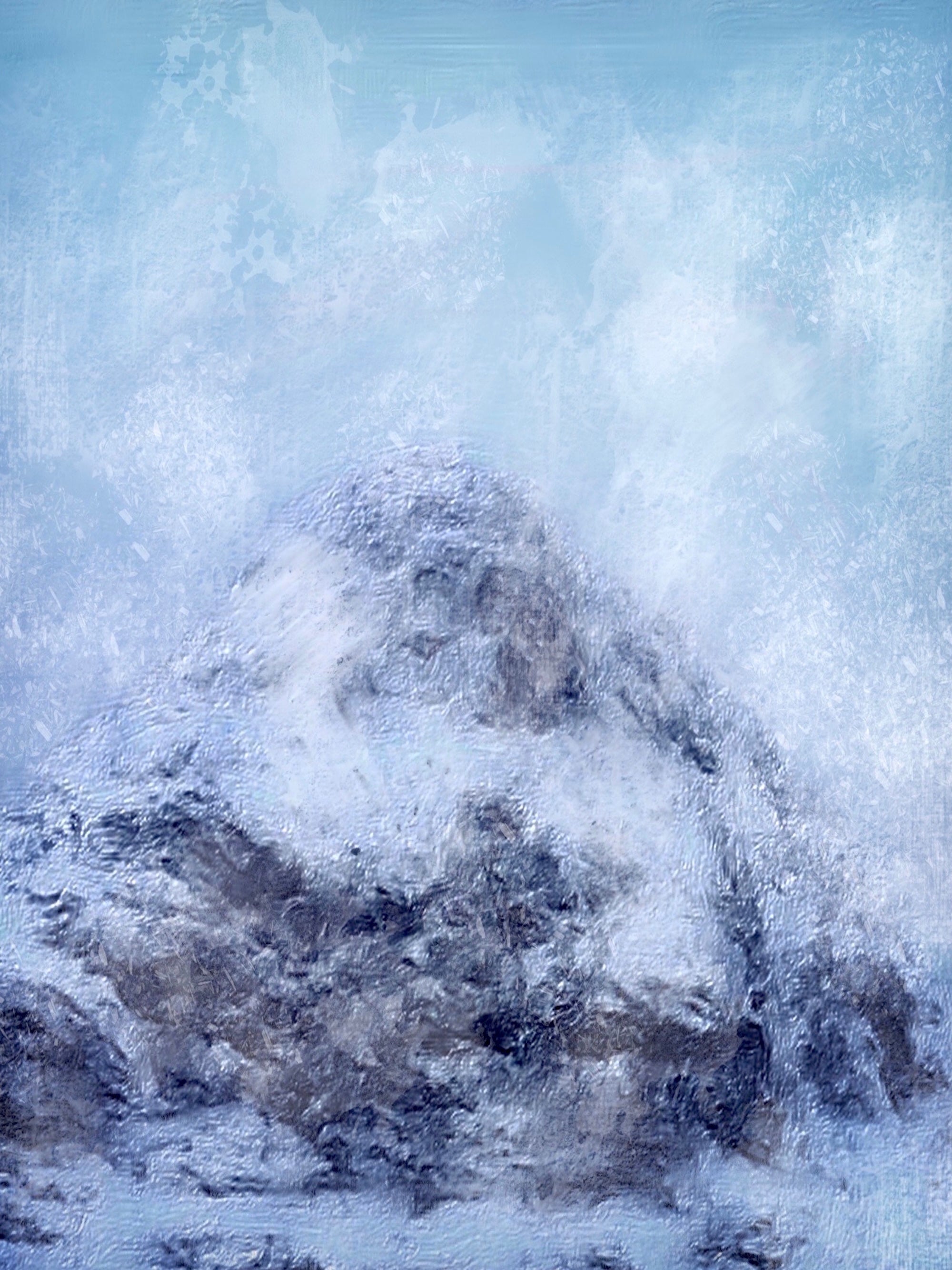 Heavily textured Snow-covered Mountain Peak painting in Gearr Aonach Glencoe Snow Original Painting
