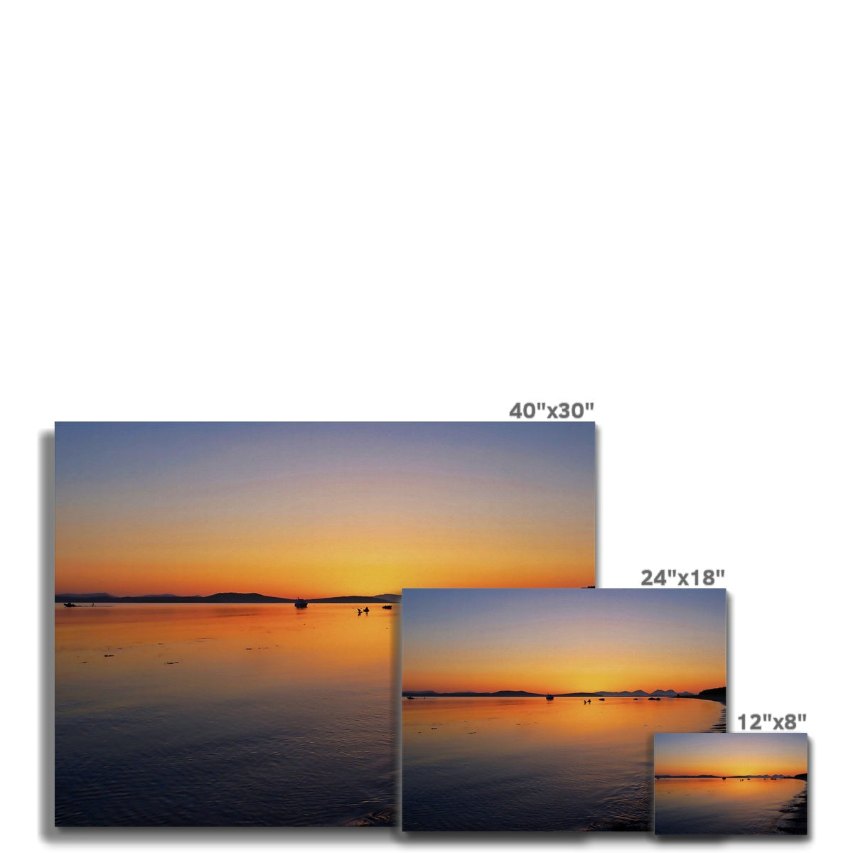 Gigha and Jura sunset canvas print, 40x30 inches, serene water scene