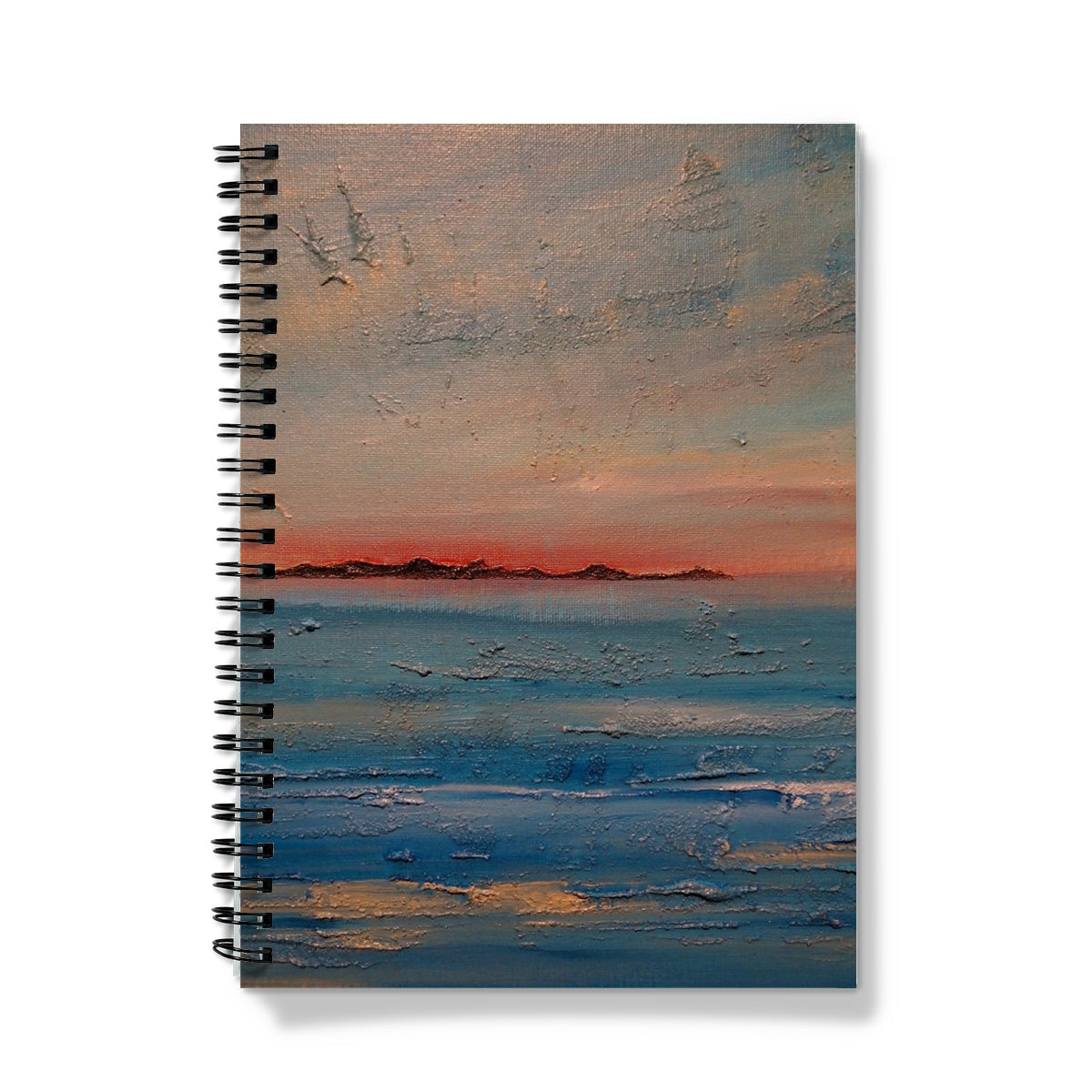 Gigha Sunset Art Gifts Notebook-Journals & Notebooks-Hebridean Islands Art Gallery-A5-Lined-Paintings, Prints, Homeware, Art Gifts From Scotland By Scottish Artist Kevin Hunter