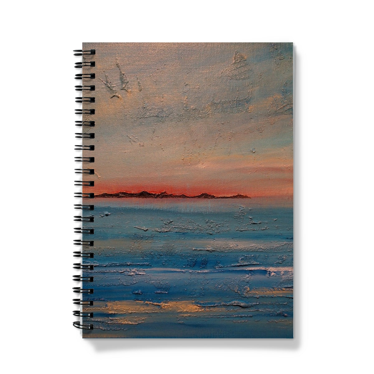 Gigha Sunset Art Gifts Notebook-Journals & Notebooks-Hebridean Islands Art Gallery-A4-Lined-Paintings, Prints, Homeware, Art Gifts From Scotland By Scottish Artist Kevin Hunter