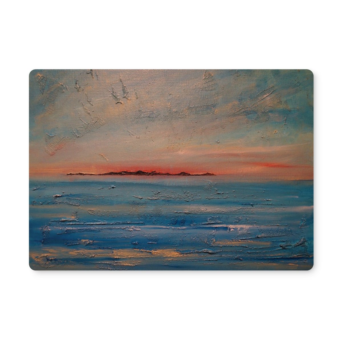 Gigha Sunset Art Gifts Placemat-Placemats-Hebridean Islands Art Gallery-Single Placemat-Paintings, Prints, Homeware, Art Gifts From Scotland By Scottish Artist Kevin Hunter