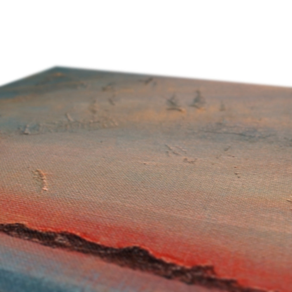 Red and black textured Gigha Sunset canvas tote bag with zipper