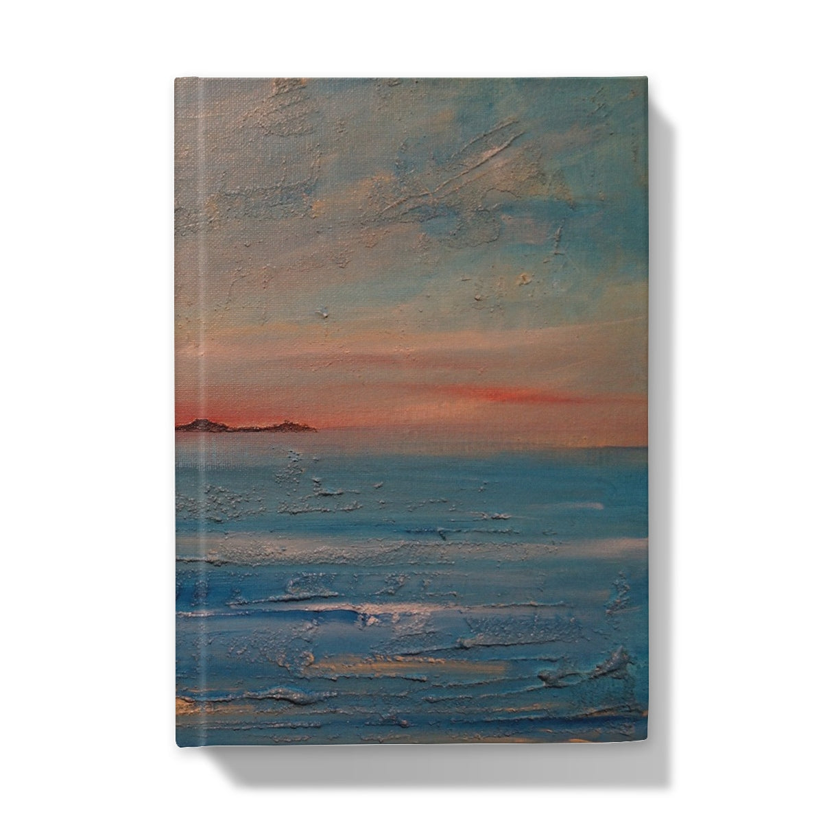 Gigha Sunset Hardback Journal with textured canvas seascape painting