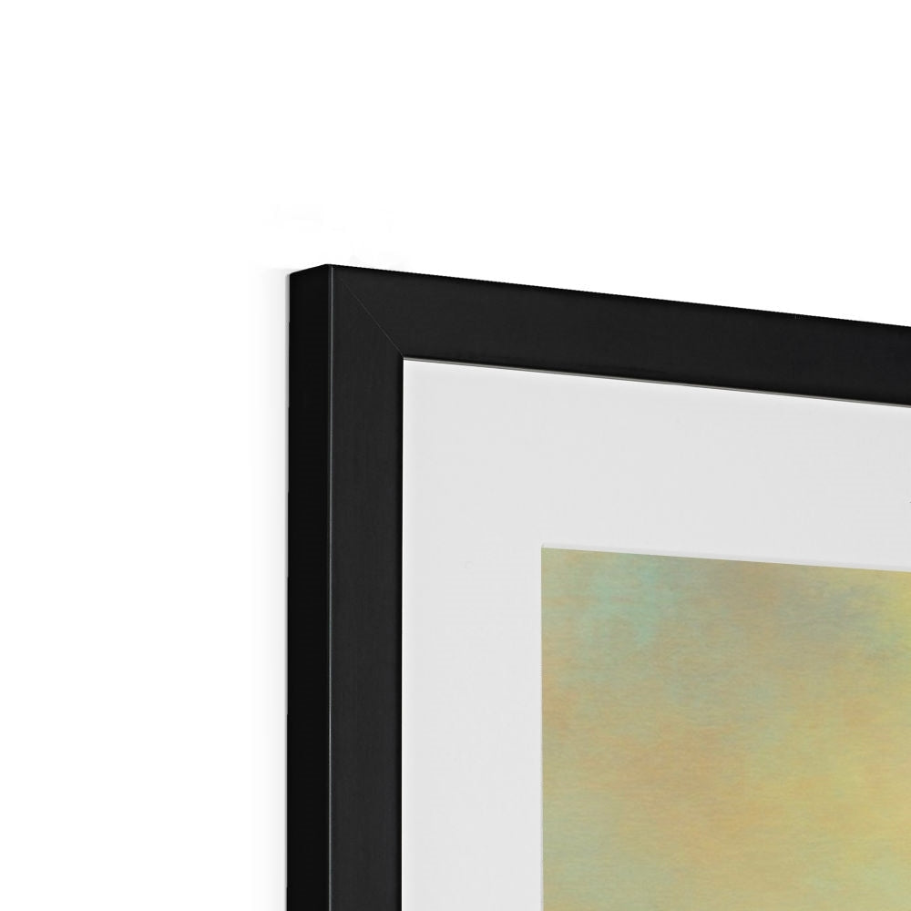 Black-framed artwork with a white mat and abstract pastel print in Glamis Castle print display
