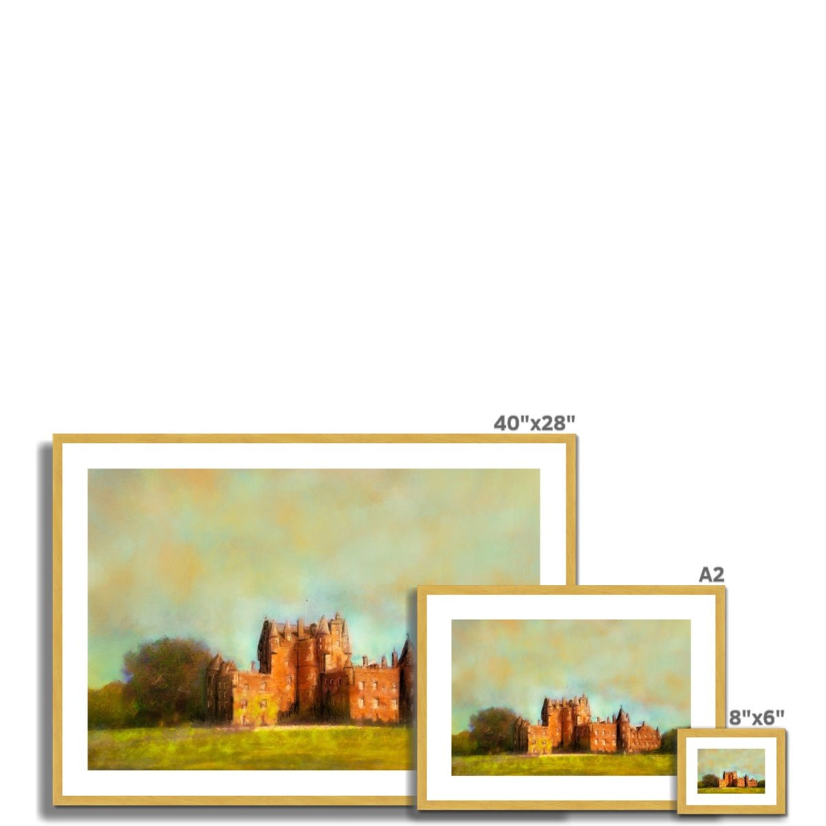 Glamis Castle Painting | Antique Framed & Mounted Prints From Scotland-Antique Framed & Mounted Prints-Historic & Iconic Scotland Art Gallery-Paintings, Prints, Homeware, Art Gifts From Scotland By Scottish Artist Kevin Hunter