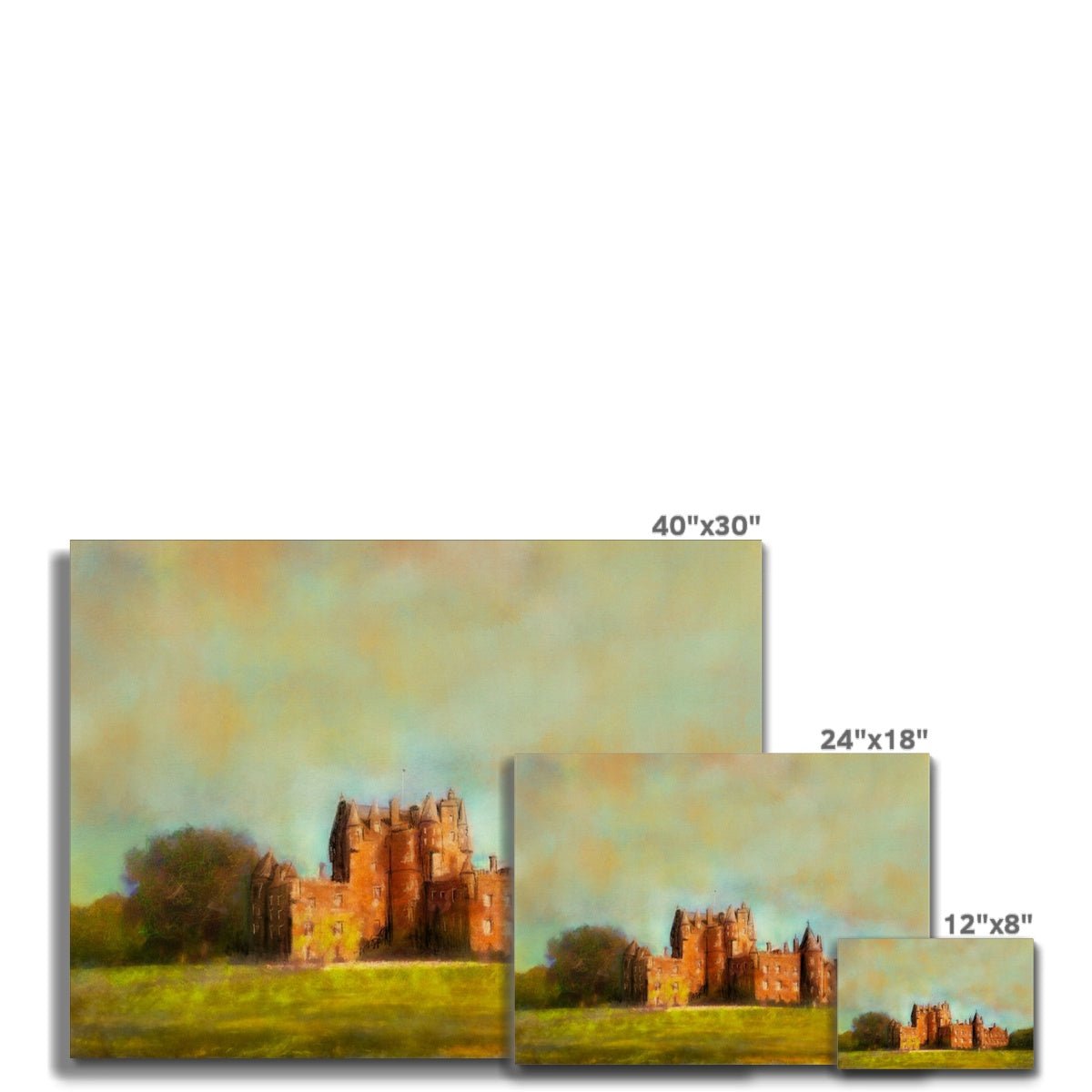 Glamis Castle Painting | Canvas From Scotland-Contemporary Stretched Canvas Prints-Scottish Castles Art Gallery-Paintings, Prints, Homeware, Art Gifts From Scotland By Scottish Artist Kevin Hunter