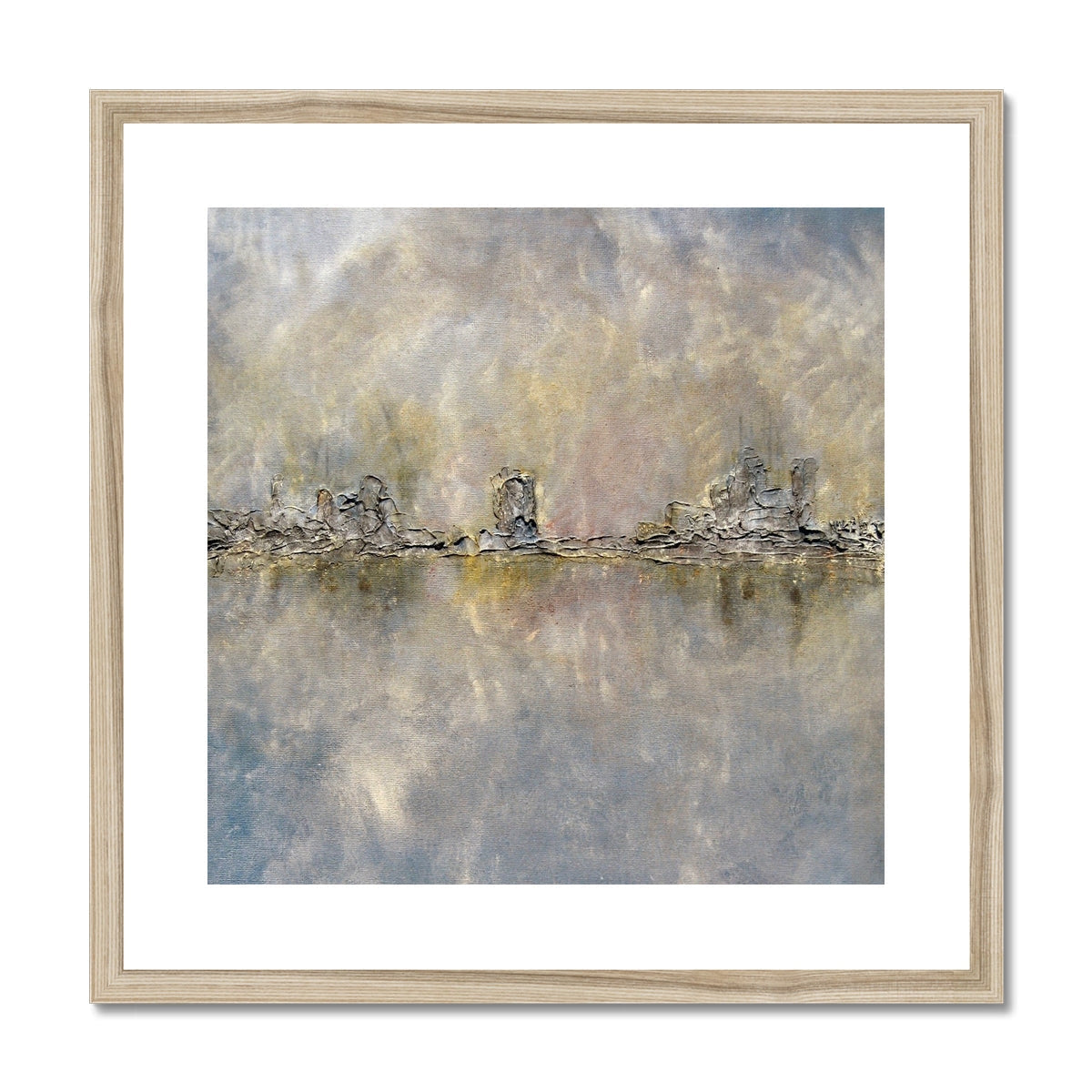 Glasgow Docks in Mist framed abstract print with earth tones