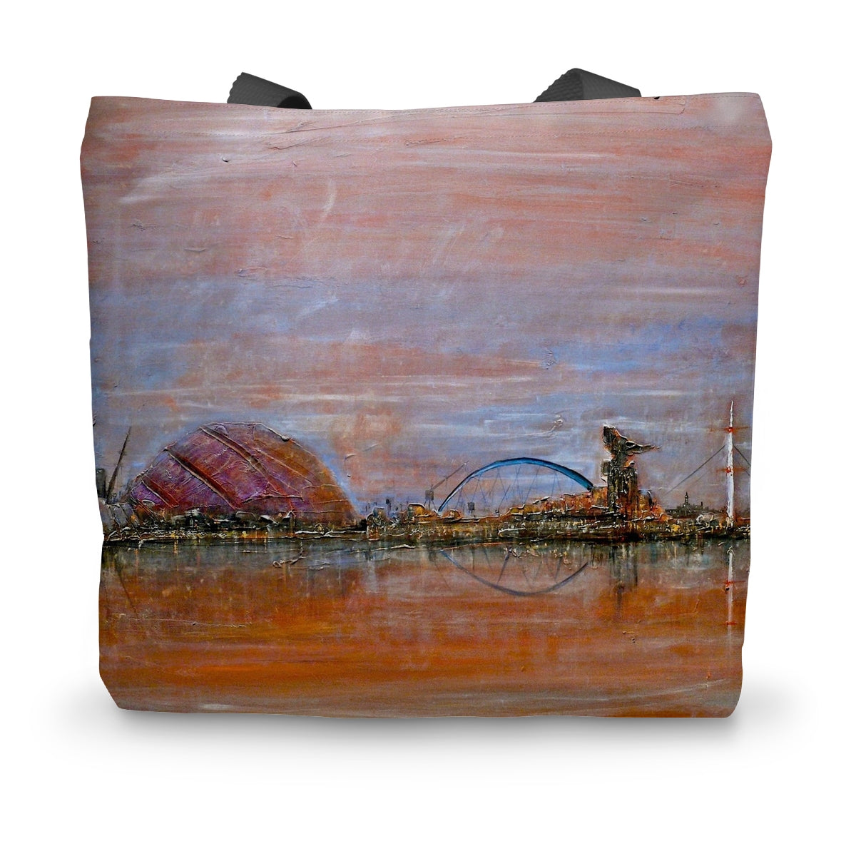 Glasgow Harbour Art Gifts Canvas Tote Bag-Bags-Edinburgh & Glasgow Art Gallery-14"x18.5"-Paintings, Prints, Homeware, Art Gifts From Scotland By Scottish Artist Kevin Hunter