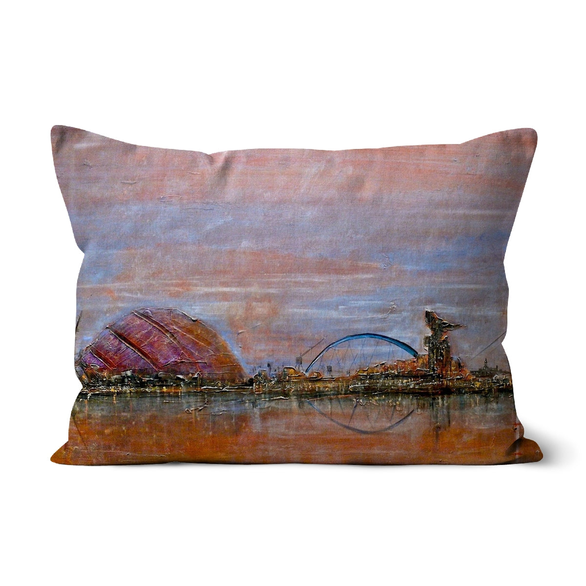 Glasgow Harbour Art Gifts Cushion-Cushions-Edinburgh & Glasgow Art Gallery-Faux Suede-19"x13"-Paintings, Prints, Homeware, Art Gifts From Scotland By Scottish Artist Kevin Hunter