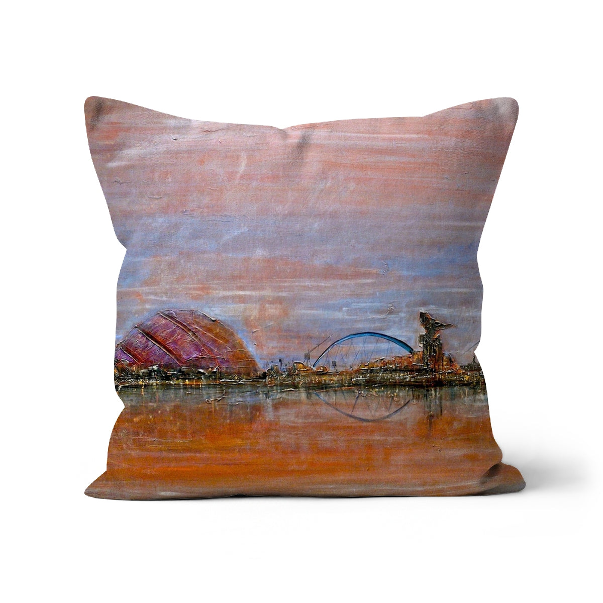 Glasgow Harbour Art Gifts Cushion-Cushions-Edinburgh & Glasgow Art Gallery-Canvas-22"x22"-Paintings, Prints, Homeware, Art Gifts From Scotland By Scottish Artist Kevin Hunter