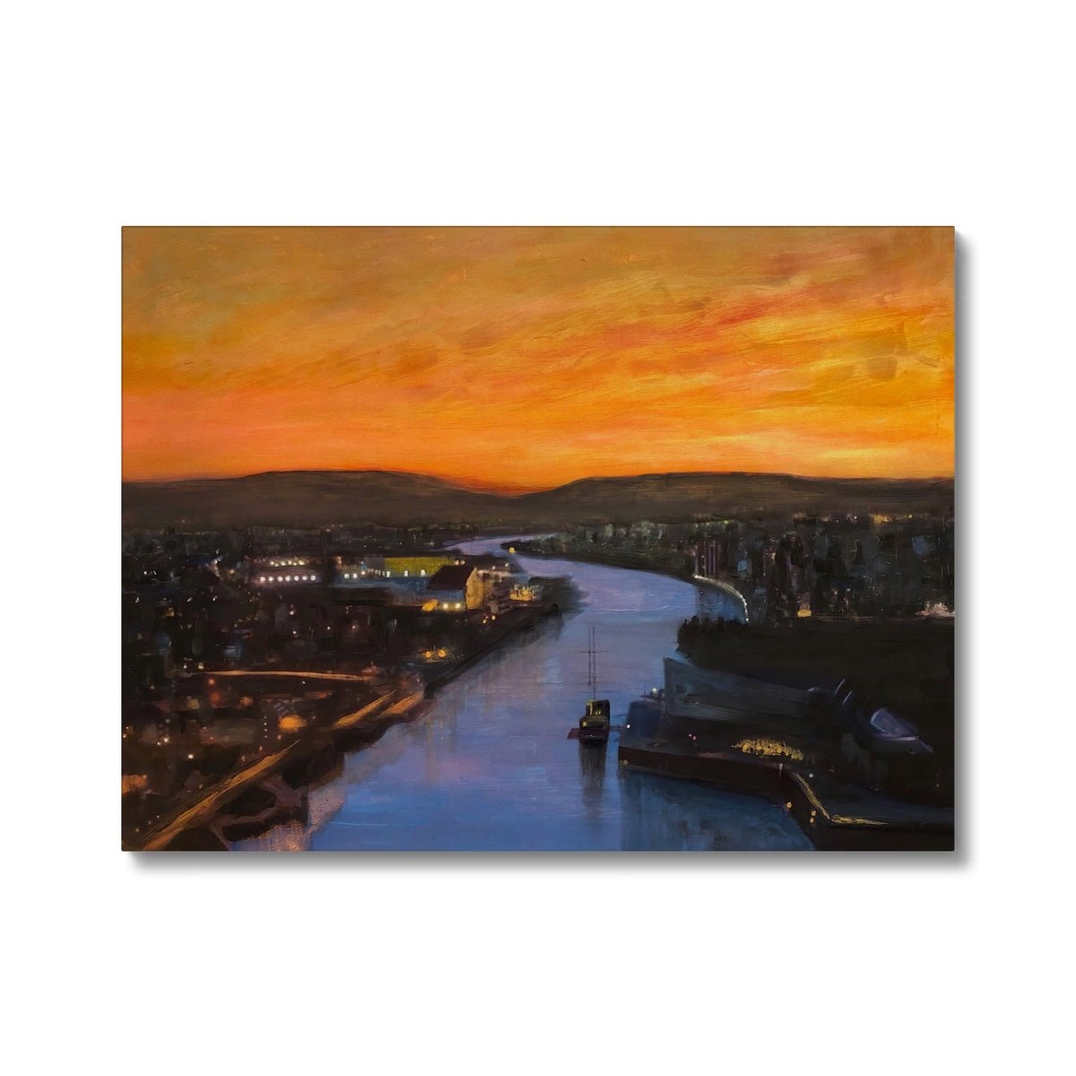 Glasgow Harbour Looking West Painting | Canvas From Scotland-Contemporary Stretched Canvas Prints-Edinburgh & Glasgow Art Gallery-24"x18"-Paintings, Prints, Homeware, Art Gifts From Scotland By Scottish Artist Kevin Hunter