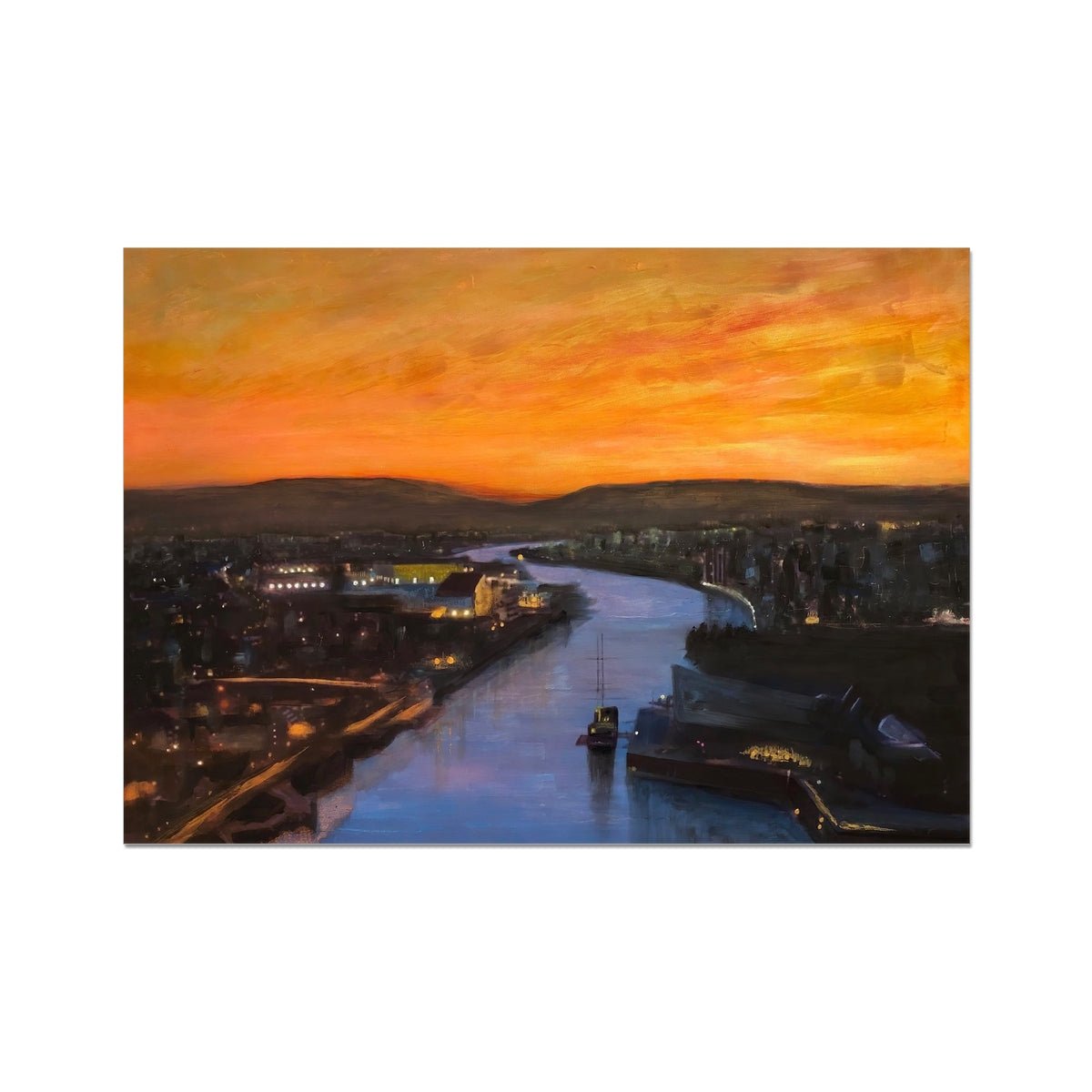 Glasgow Harbour Looking West Painting | Signed Art Prints From Scotland | By Scottish Artist Hunter