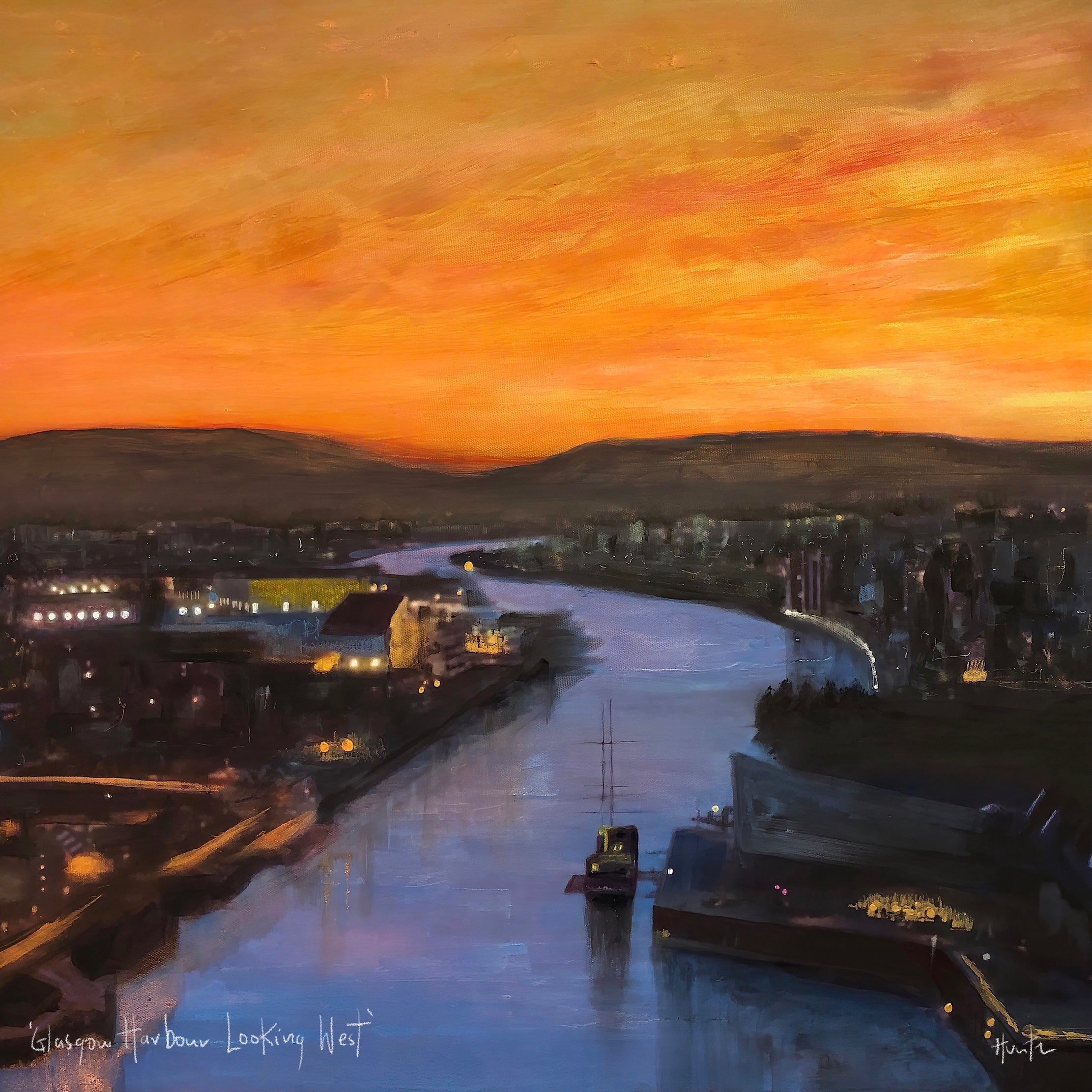 Glasgow Harbour Looking West | Scotland In Your Pocket Art Print-Scotland In Your Pocket Framed Prints-Edinburgh & Glasgow Art Gallery-Paintings, Prints, Homeware, Art Gifts From Scotland By Scottish Artist Kevin Hunter
